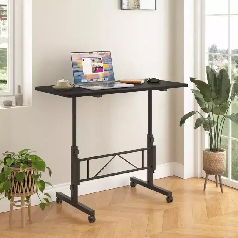 VECELO Petit bureau debout à hauteur réglable, postes de travail informatiques mobiles avec roulettes, table d'ordinateur portable roulante portable pour le bureau