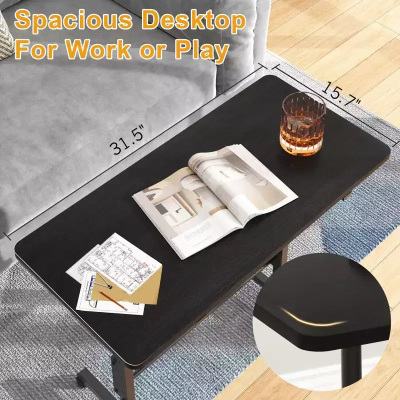VECELO Petit bureau debout à hauteur réglable, postes de travail informatiques mobiles avec roulettes, table d'ordinateur portable roulante portable pour le bureau