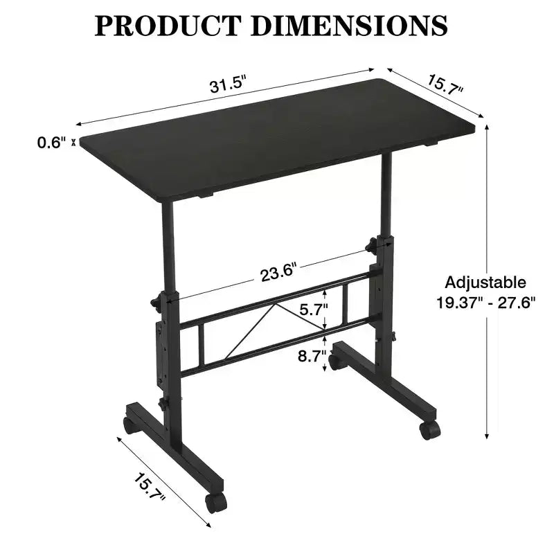 VECELO Petit bureau debout à hauteur réglable, postes de travail informatiques mobiles avec roulettes, table d'ordinateur portable roulante portable pour le bureau