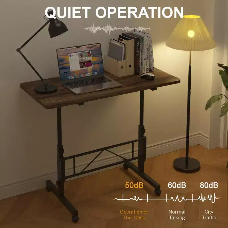 VECELO Petit bureau debout à hauteur réglable, postes de travail informatiques mobiles avec roulettes, table d'ordinateur portable roulante portable pour le bureau