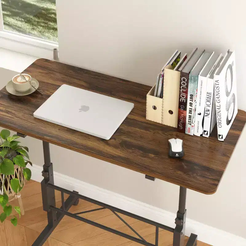 VECELO Petit bureau debout à hauteur réglable, postes de travail informatiques mobiles avec roulettes, table d'ordinateur portable roulante portable pour le bureau