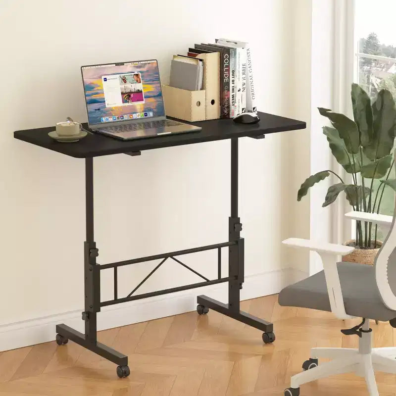 VECELO Petit bureau debout à hauteur réglable, postes de travail informatiques mobiles avec roulettes, table d'ordinateur portable roulante portable pour le bureau