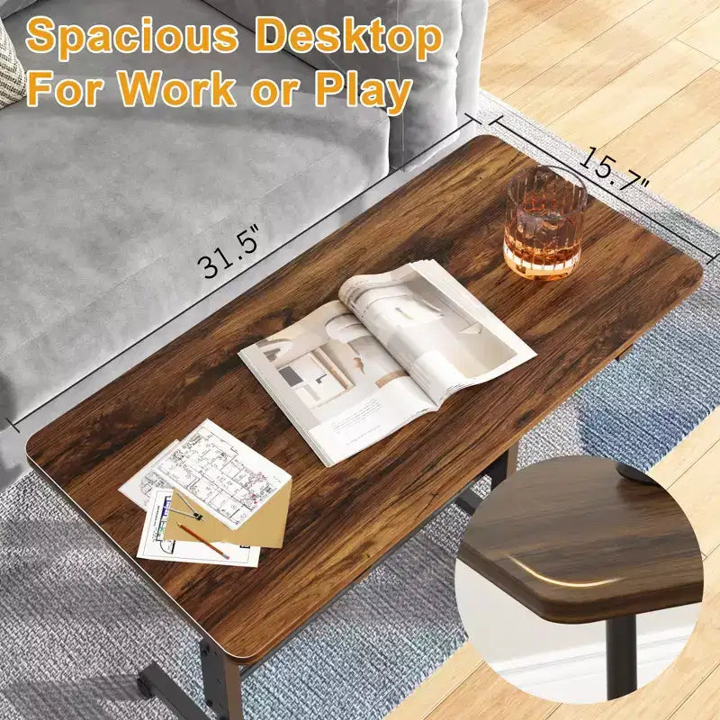VECELO Petit bureau debout à hauteur réglable, postes de travail informatiques mobiles avec roulettes, table d'ordinateur portable roulante portable pour le bureau