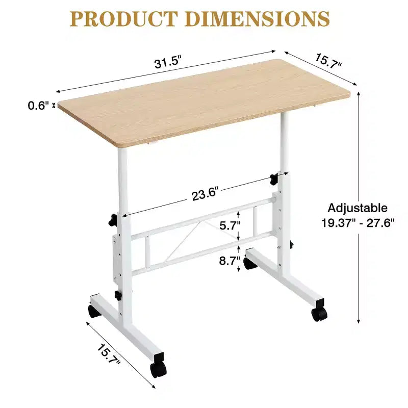VECELO Petit bureau debout à hauteur réglable, postes de travail informatiques mobiles avec roulettes, table d'ordinateur portable roulante portable pour le bureau
