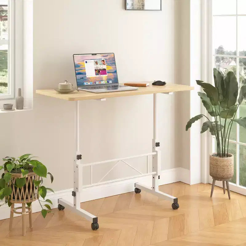 VECELO Petit bureau debout à hauteur réglable, postes de travail informatiques mobiles avec roulettes, table d'ordinateur portable roulante portable pour le bureau