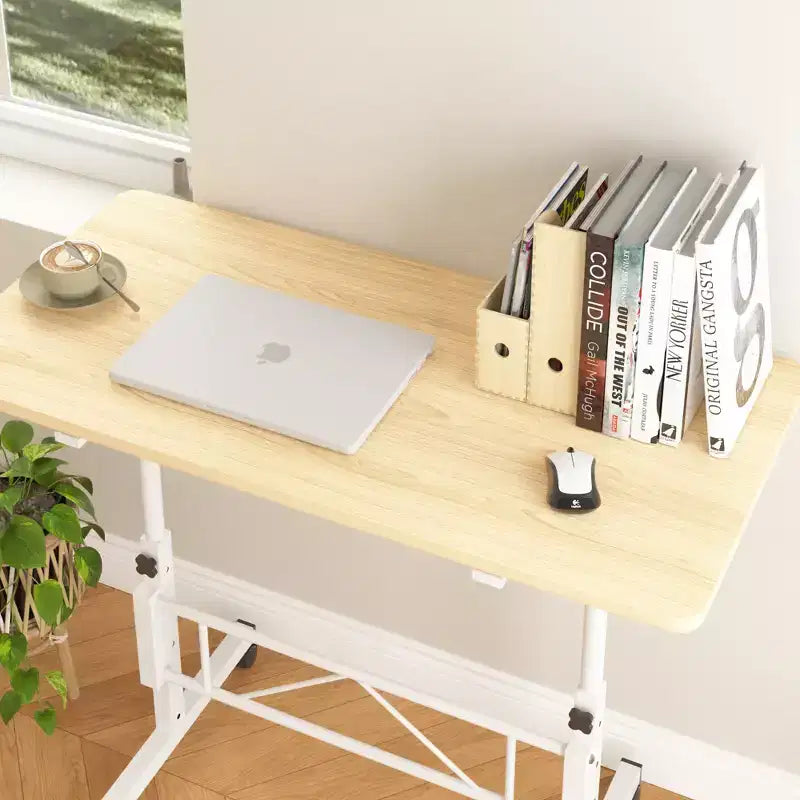 VECELO Petit bureau debout à hauteur réglable, postes de travail informatiques mobiles avec roulettes, table d'ordinateur portable roulante portable pour le bureau