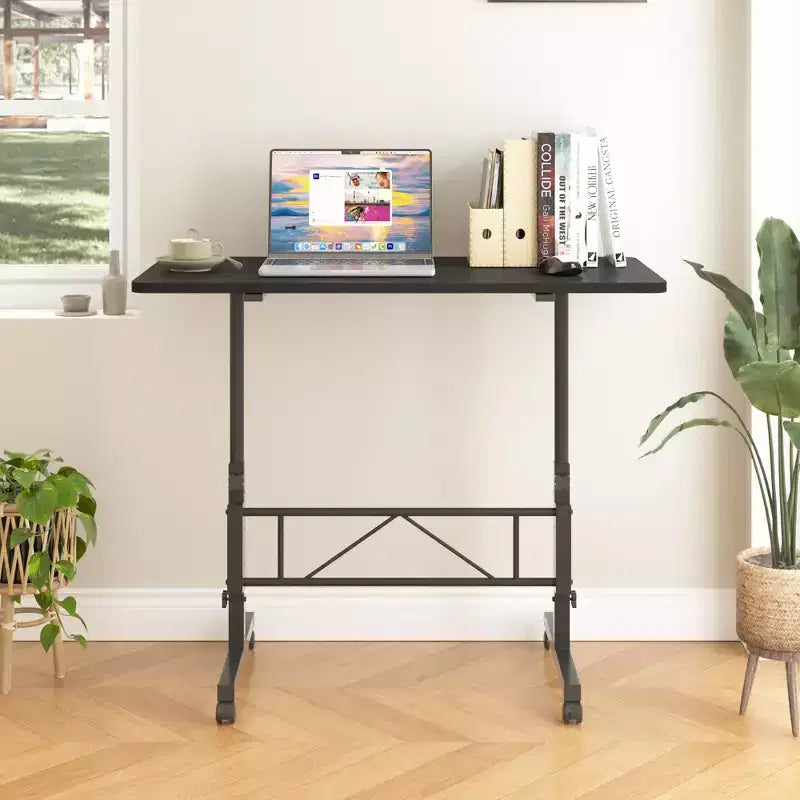 VECELO Petit bureau debout à hauteur réglable, postes de travail informatiques mobiles avec roulettes, table d'ordinateur portable roulante portable pour le bureau
