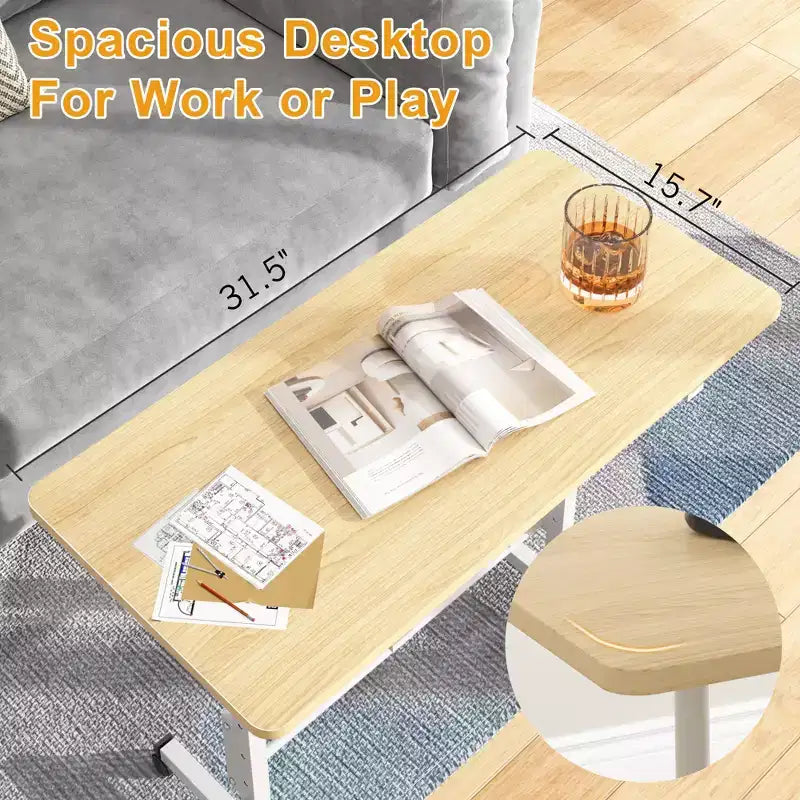 VECELO Petit bureau debout à hauteur réglable, postes de travail informatiques mobiles avec roulettes, table d'ordinateur portable roulante portable pour le bureau
