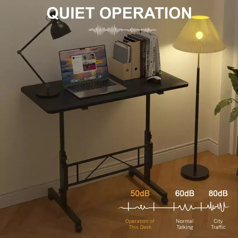 VECELO Petit bureau debout à hauteur réglable, postes de travail informatiques mobiles avec roulettes, table d'ordinateur portable roulante portable pour le bureau