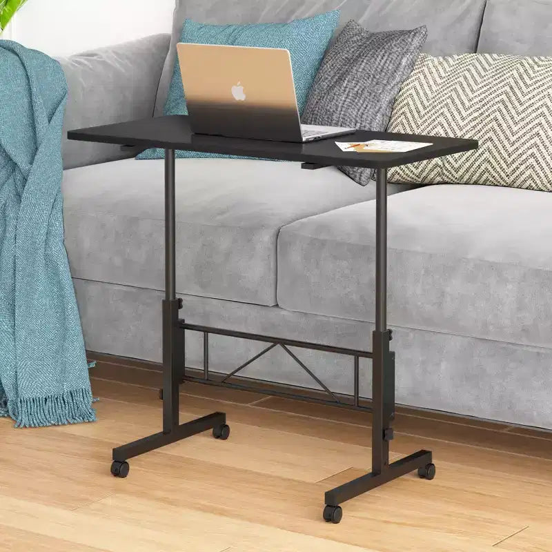 VECELO Small Standing Desk Adjustable Height, Mobile Computer Workstations with Wheels, Portable Rolling Laptop Table for Office