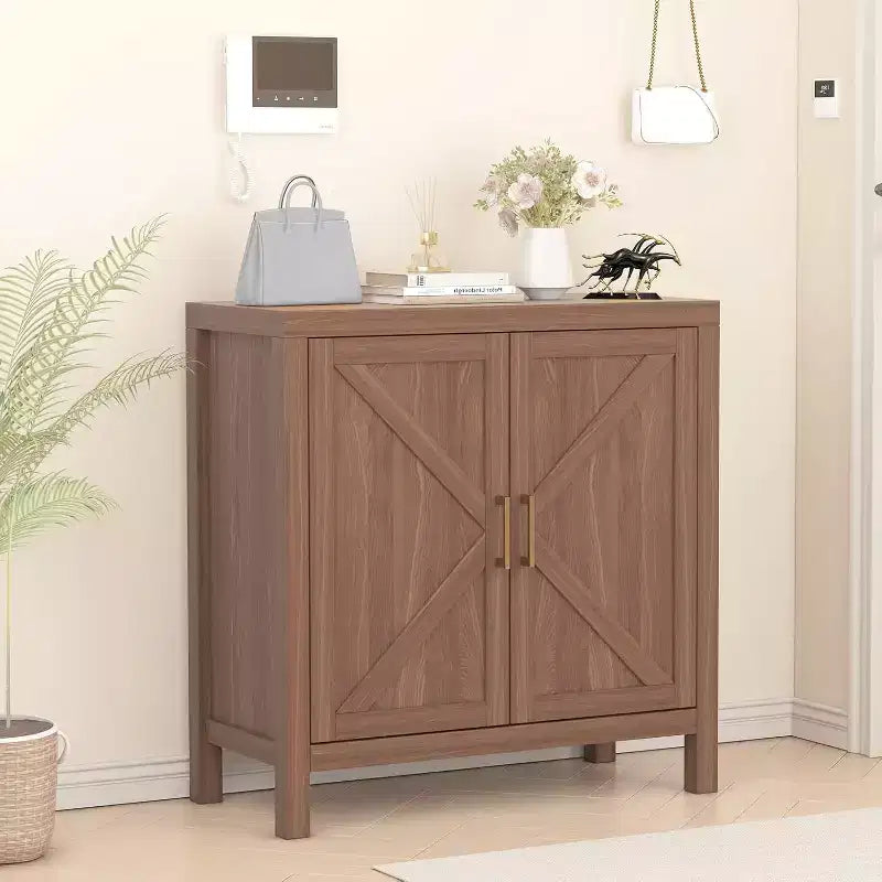 Meuble de rangement de ferme de 30 pouces, Meuble de rangement de cuisine à double porte en X avec 2 étagères réglables