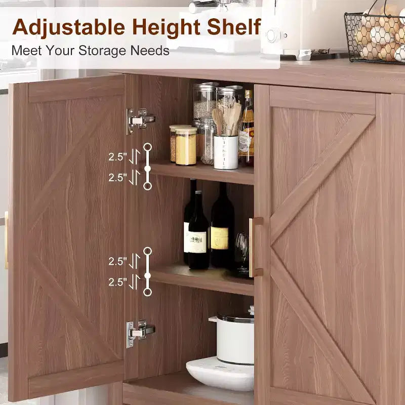 Meuble de rangement de ferme de 30 pouces, Meuble de rangement de cuisine à double porte en X avec 2 étagères réglables