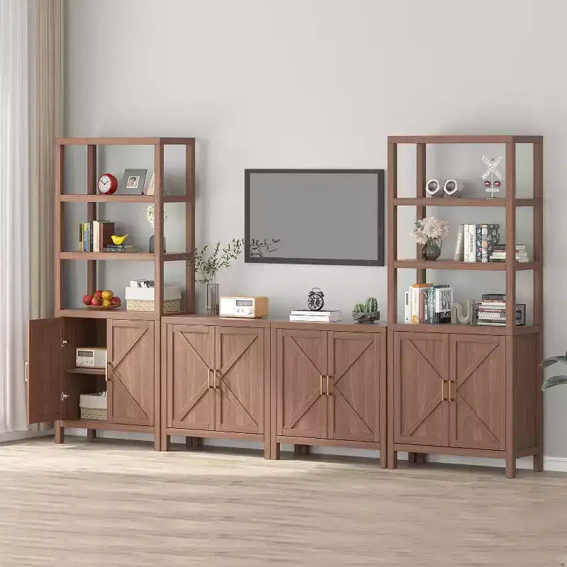 Meuble de rangement de ferme de 30 pouces, Meuble de rangement de cuisine à double porte en X avec 2 étagères réglables
