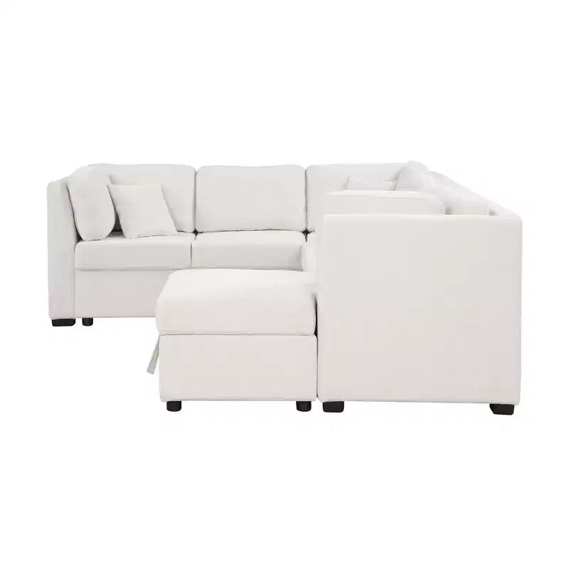 Whisen 108.6 Lit de Sectionnel en U avec Ports USB, Prises de Courant et Rangement