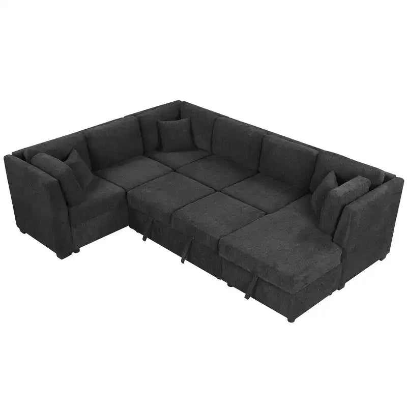 Whisen 108.6 Lit de Sectionnel en U avec Ports USB, Prises de Courant et Rangement