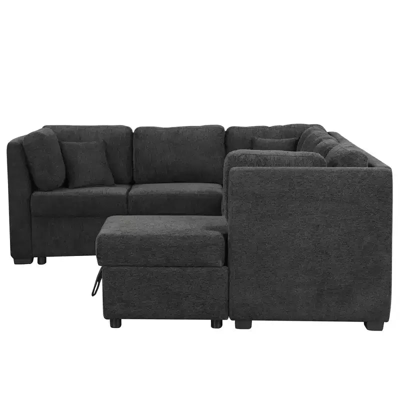 Whisen 108.6 Lit de Sectionnel en U avec Ports USB, Prises de Courant et Rangement