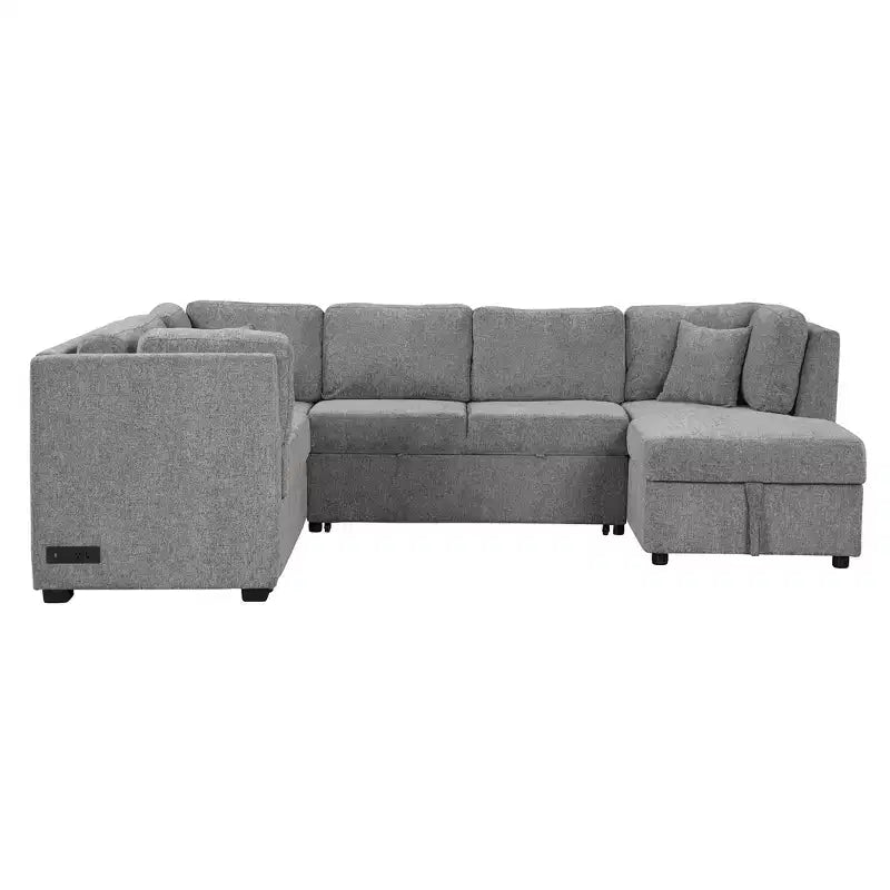 Whisen 108.6 Lit de Sectionnel en U avec Ports USB, Prises de Courant et Rangement