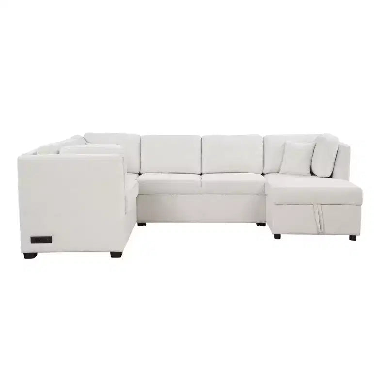 Whisen 108.6 Lit de Sectionnel en U avec Ports USB, Prises de Courant et Rangement