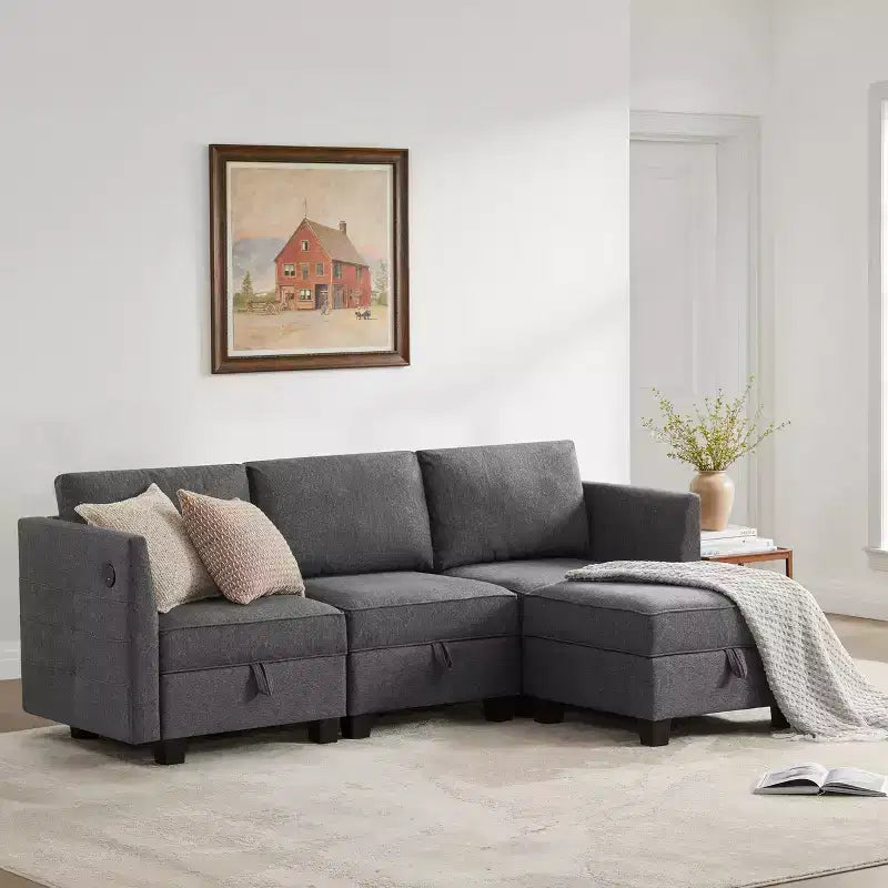Canapé sectionnel de rangement modulaire 4 places Billy 86