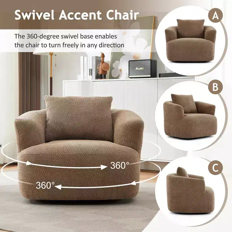 Fauteuil baquet pivotant rembourré Whisen 38.2 avec oreiller