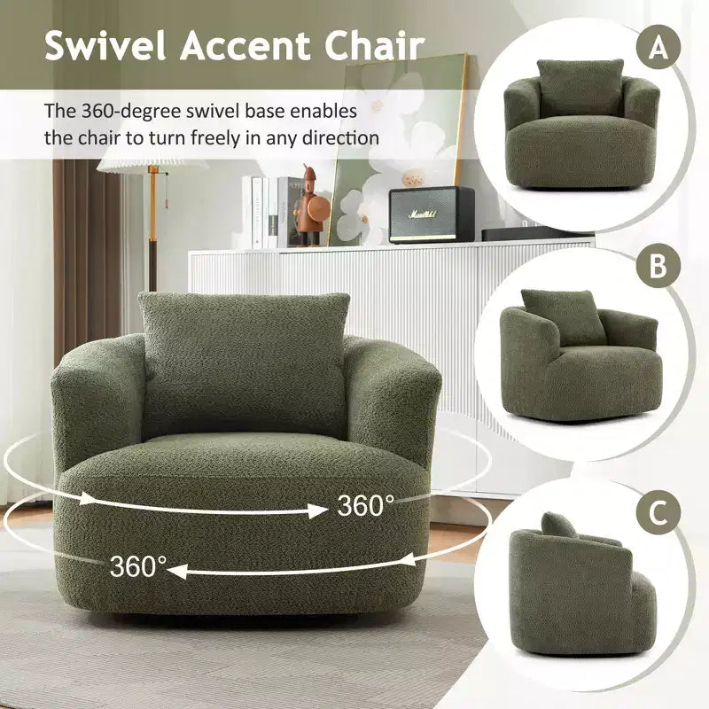Fauteuil baquet pivotant rembourré Whisen 38.2 avec oreiller