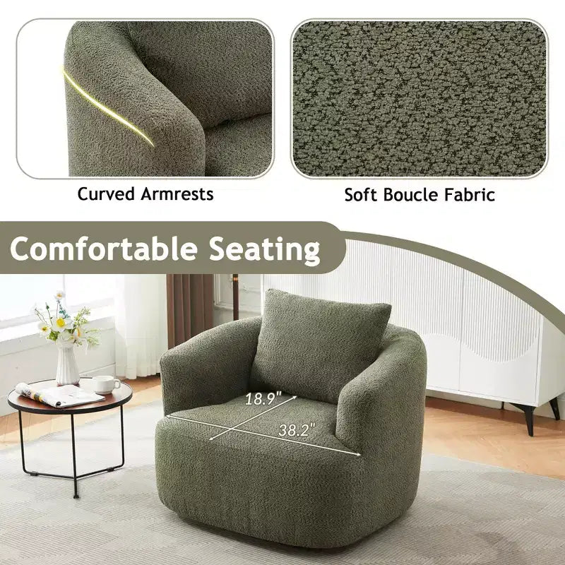 Fauteuil baquet pivotant rembourré Whisen 38.2 avec oreiller