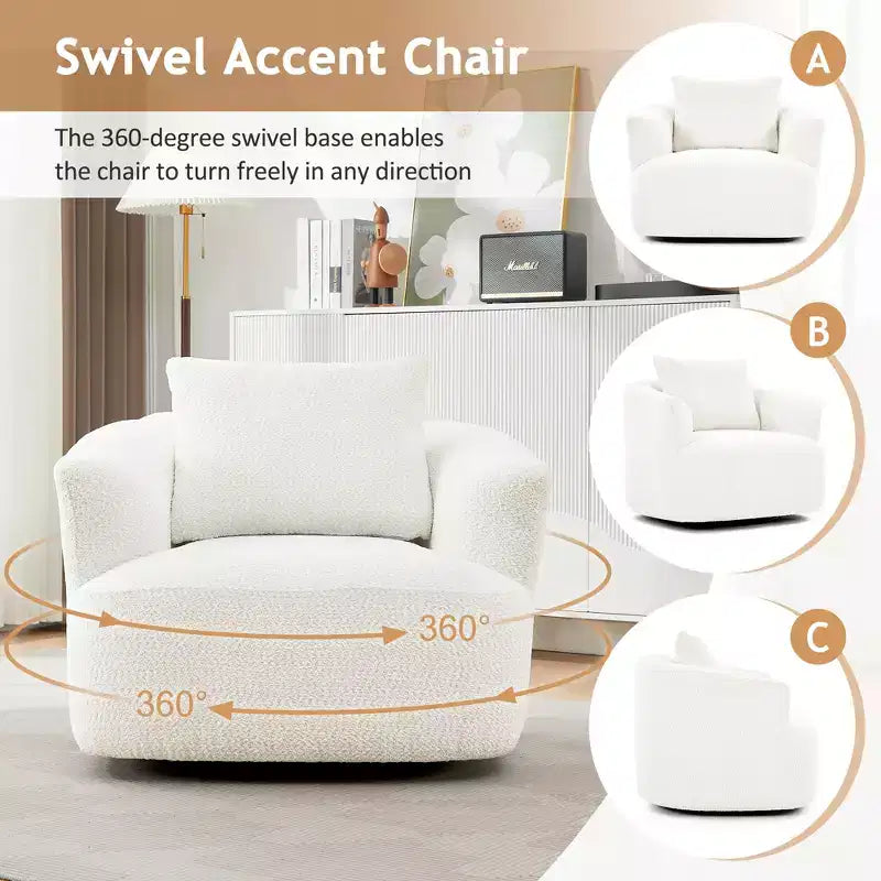 Fauteuil baquet pivotant rembourré Whisen 38.2 avec oreiller