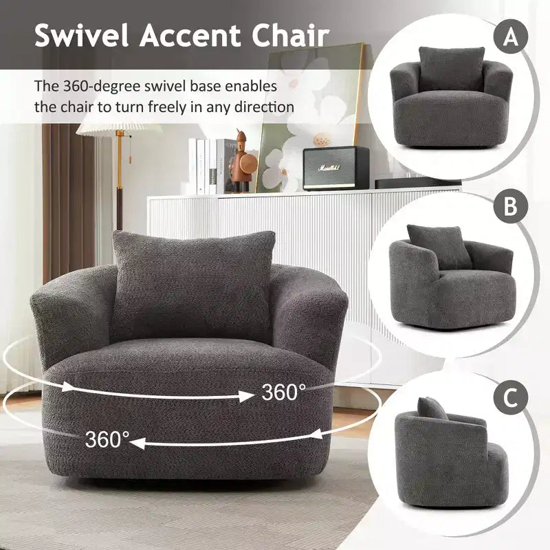 Fauteuil baquet pivotant rembourré Whisen 38.2 avec oreiller