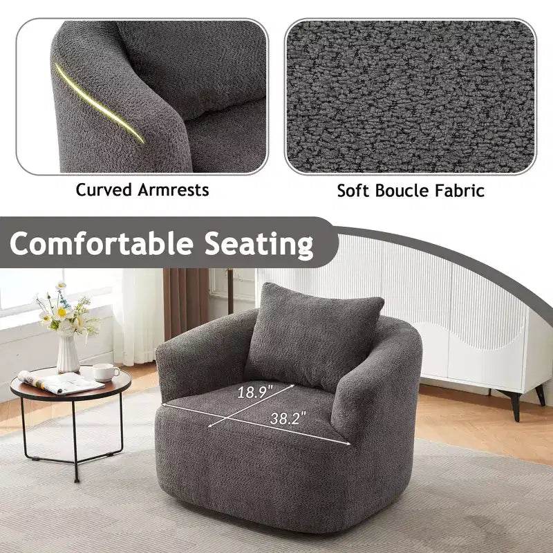Fauteuil baquet pivotant rembourré Whisen 38.2 avec oreiller