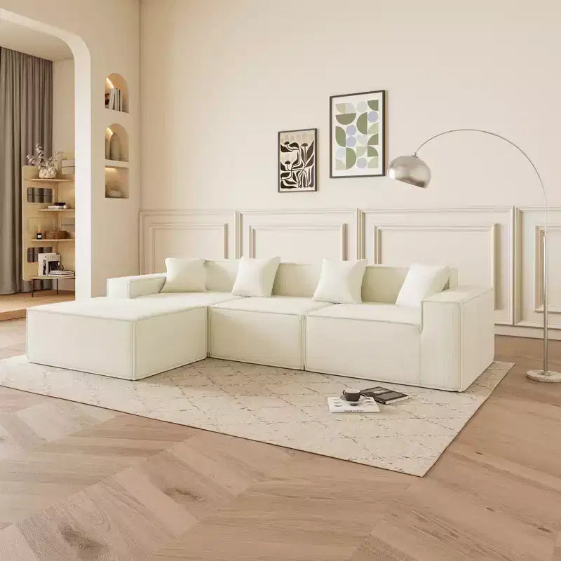 Canapé sectionnel modulaire en L avec méridienne réversible, coussins d'assise profonds, canapé confortable pour salon