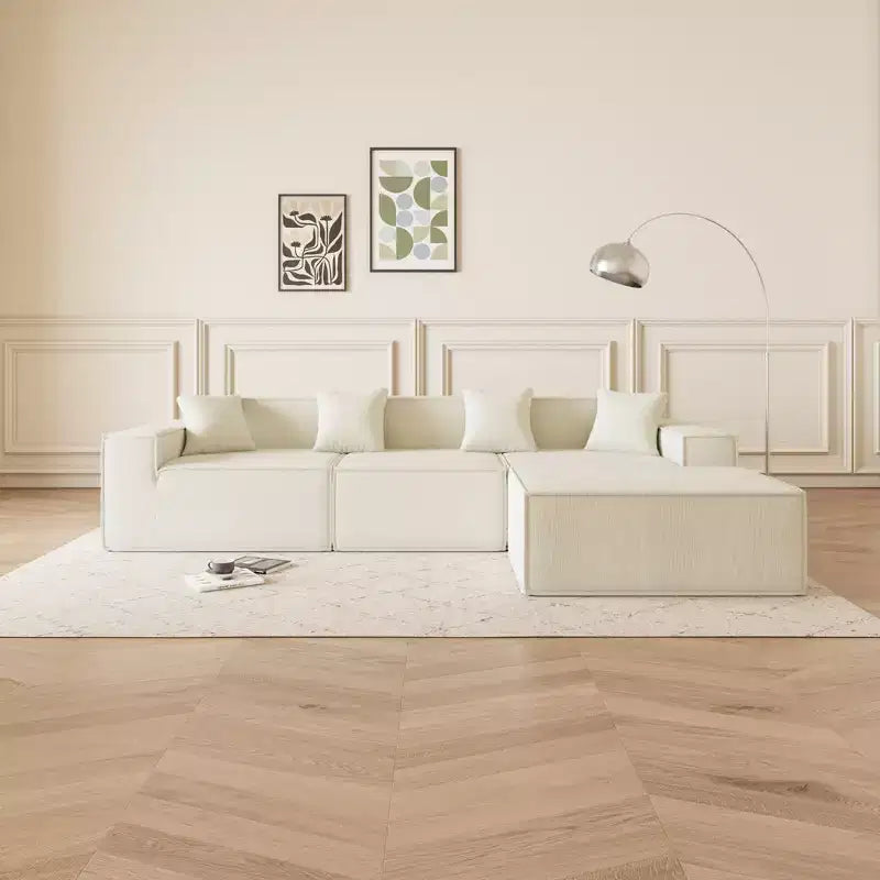 Canapé sectionnel modulaire en L avec méridienne réversible, coussins d'assise profonds, canapé confortable pour salon