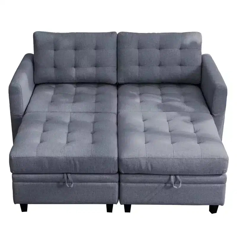Canapé modulable convertible Mjkone avec accoudoir réglable, pouf de rangement mobile