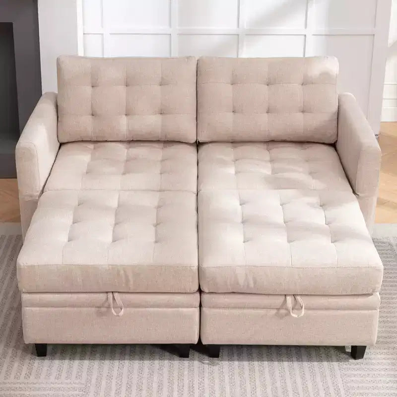 Canapé modulable convertible Mjkone avec accoudoir réglable, pouf de rangement mobile