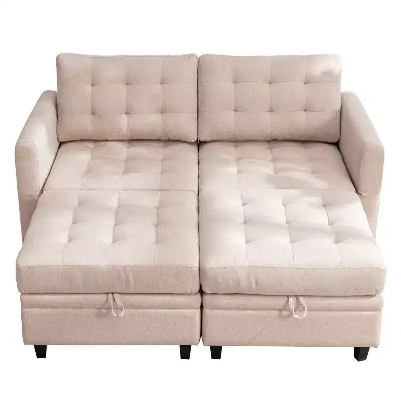 Canapé modulable convertible Mjkone avec accoudoir réglable, pouf de rangement mobile