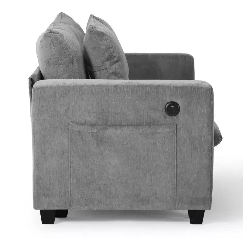 WestinTrends Augusta 128 Canapé modulable d'angle en U en chenille avec ports USB/Type-C et poches latérales