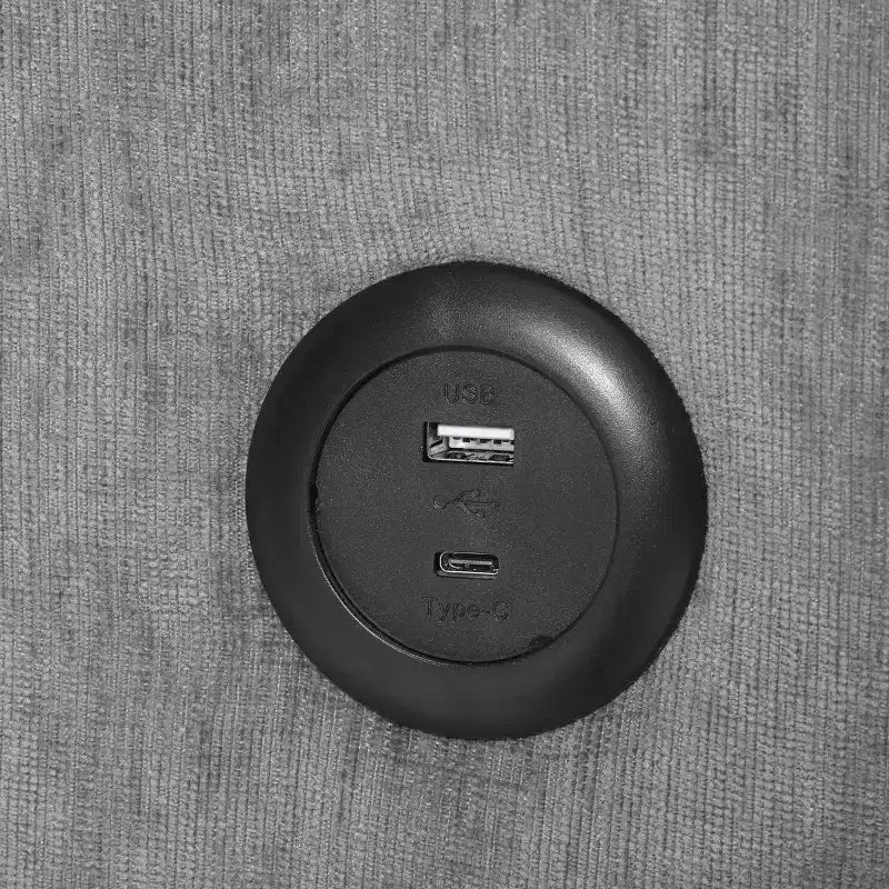 WestinTrends Augusta 128 Canapé modulable d'angle en U en chenille avec ports USB/Type-C et poches latérales