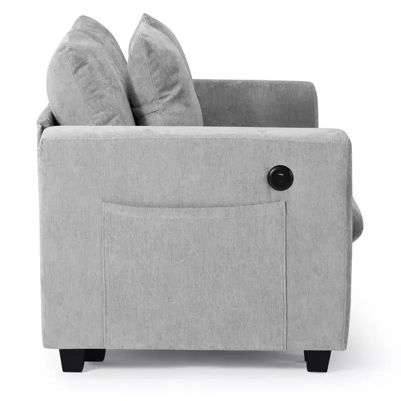 WestinTrends Augusta 128 Canapé modulable d'angle en U en chenille avec ports USB/Type-C et poches latérales