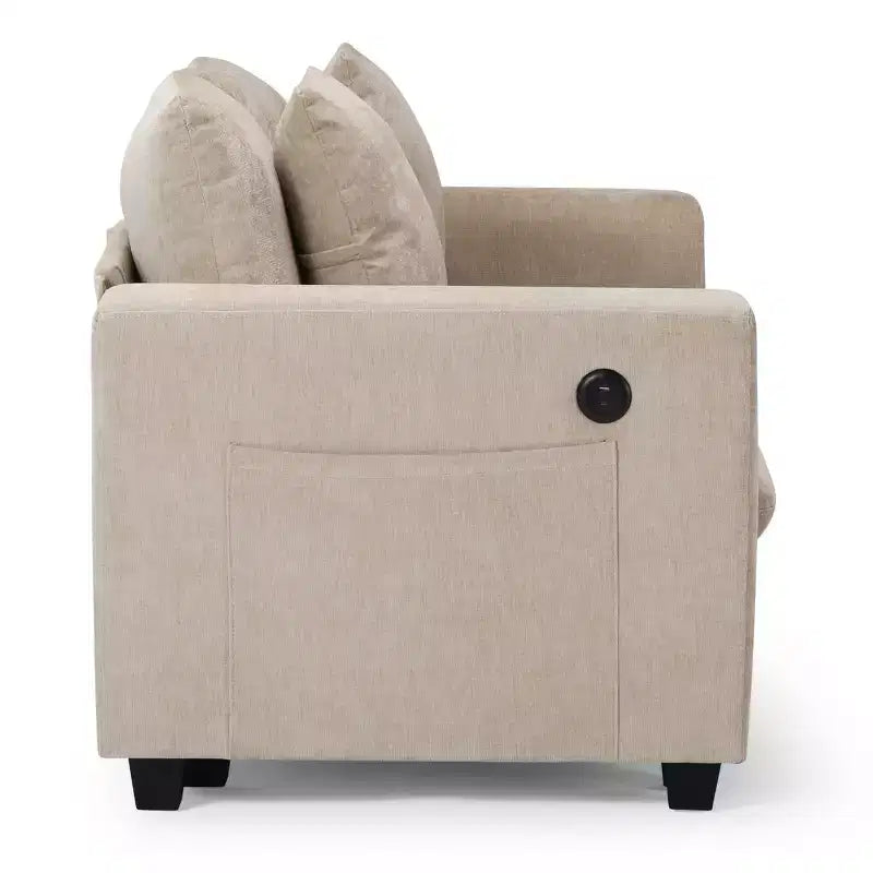 WestinTrends Augusta 128 Canapé modulable d'angle en U en chenille avec ports USB/Type-C et poches latérales
