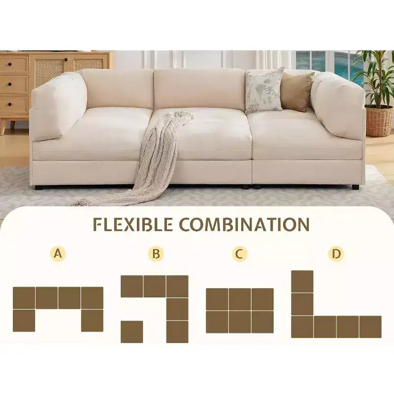 AMERLIFE Canapé Modulable d'Angle en U avec Ottomane, Grand Canapé pour Salon