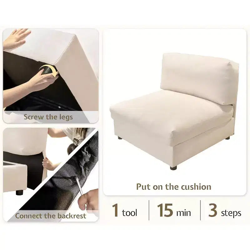 AMERLIFE Canapé Modulable d'Angle en U avec Ottomane, Grand Canapé pour Salon