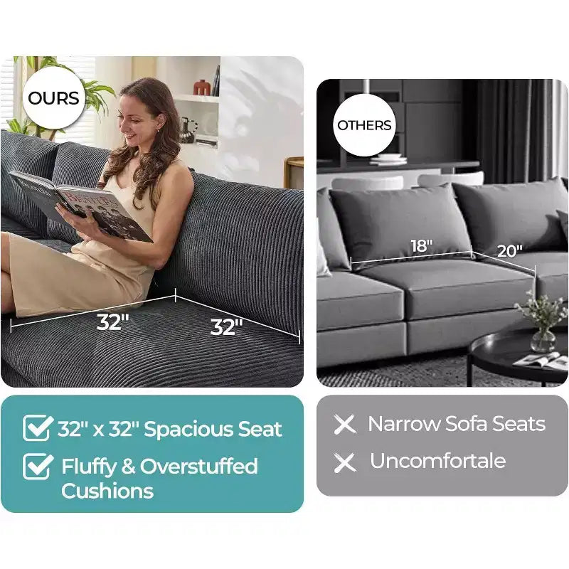 AMERLIFE Canapé sectionnel modulable surdimensionné avec assise profonde de 81 cm, canapé convertible en U/L/S de 6 pièces