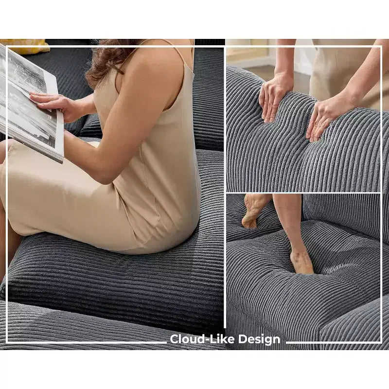 AMERLIFE Canapé sectionnel modulable surdimensionné avec assise profonde de 81 cm, canapé convertible en U/L/S de 6 pièces