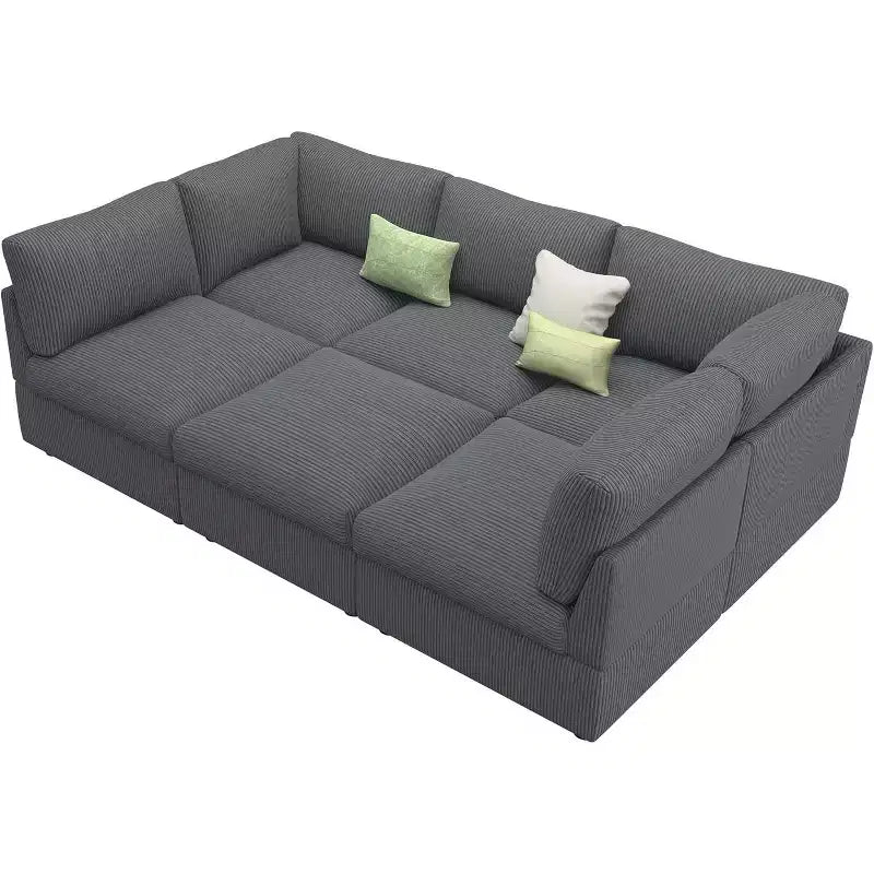 AMERLIFE Canapé sectionnel modulable surdimensionné avec assise profonde de 81 cm, canapé convertible en U/L/S de 6 pièces