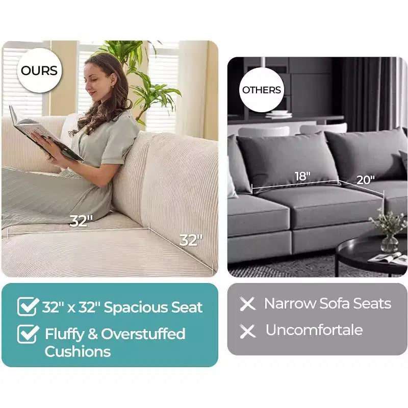 AMERLIFE Canapé sectionnel modulable surdimensionné avec assise profonde de 81 cm, canapé convertible en U/L/S de 6 pièces