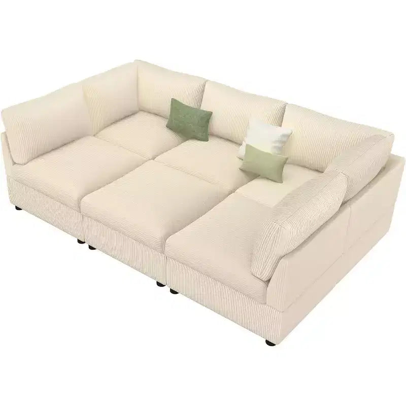 AMERLIFE Canapé sectionnel modulable surdimensionné avec assise profonde de 81 cm, canapé convertible en U/L/S de 6 pièces