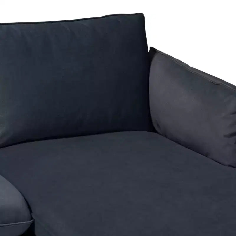 Canapé d'angle moderne Linanas Baxton Studio en tissu gris foncé avec méridienne à droite