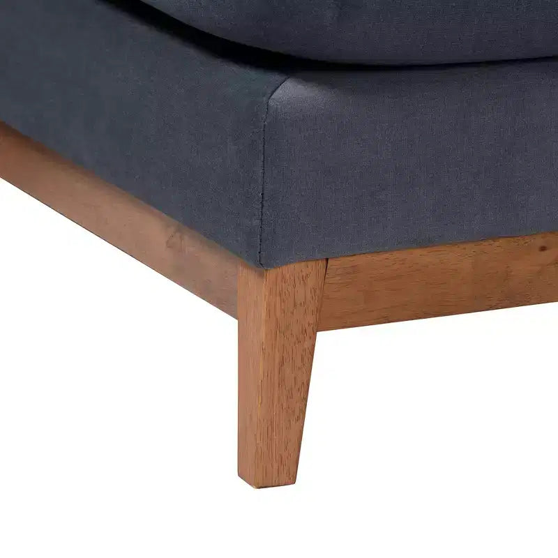 Canapé d'angle moderne Linanas Baxton Studio en tissu gris foncé avec méridienne à droite