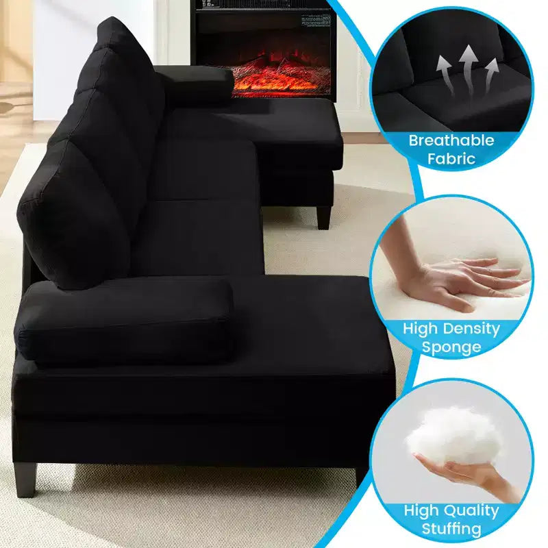 Mjkone 110Canapés modulaires en velours en forme de U, Canapé 4 places rembourré avec deux méridiennes et accoudoirs convertibles en couchage