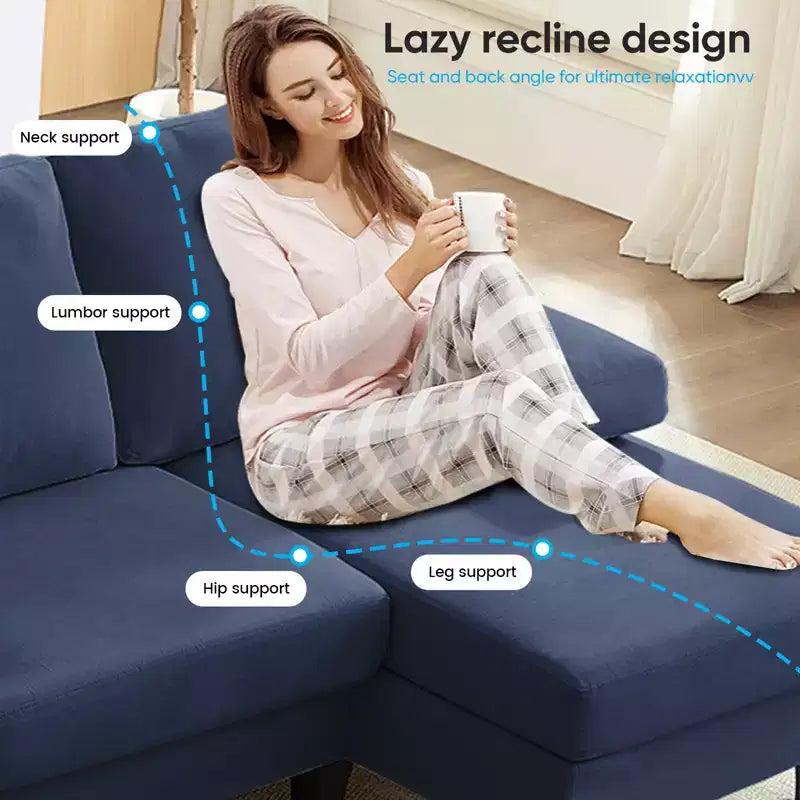 Mjkone 110Canapés modulaires en velours en forme de U, Canapé 4 places rembourré avec deux méridiennes et accoudoirs convertibles en couchage