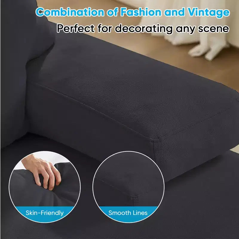 Mjkone 110Canapés modulaires en velours en forme de U, Canapé 4 places rembourré avec deux méridiennes et accoudoirs convertibles en couchage